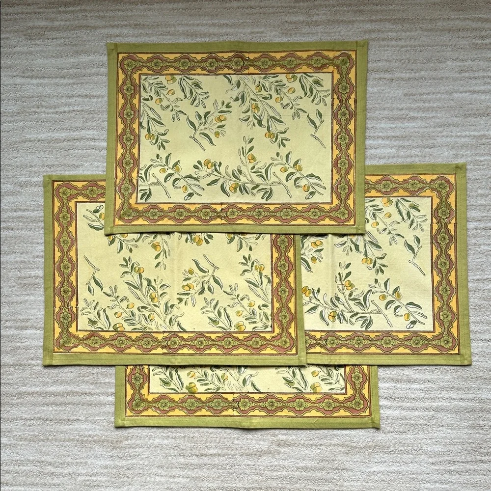 Set of 4 Couleur Nature Olive Tree Placemats Yellow/Green Designed by Bruno Lamy